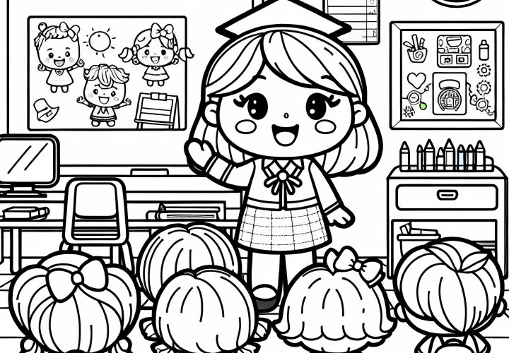 Disegno da colorare gratuito per asilo – Immagine da colorare per bambini gratuita