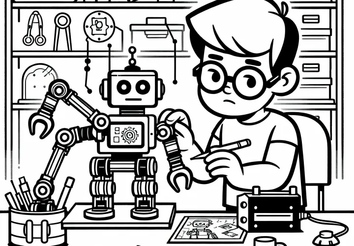 Robottekniker farvelægningsskabelon