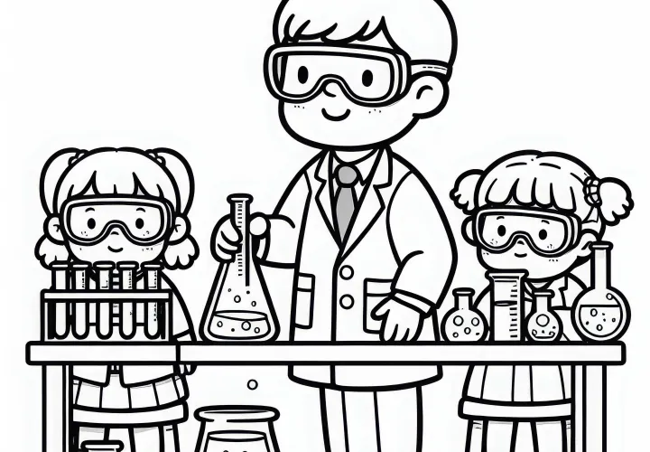Chemiker Malvorlage Gratis – Kostenloses Ausmalbild für Kreative