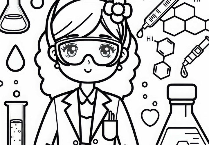 Dibujo para colorear de química gratis