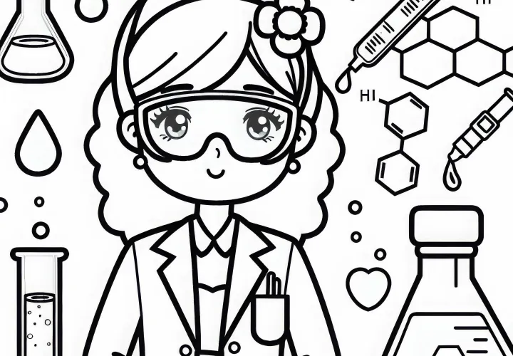Chemikerin Ausmalbild Gratis