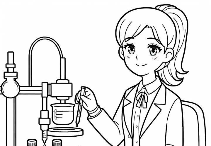 Química prepara muestras para cromatografía - Dibujo para colorear gratis