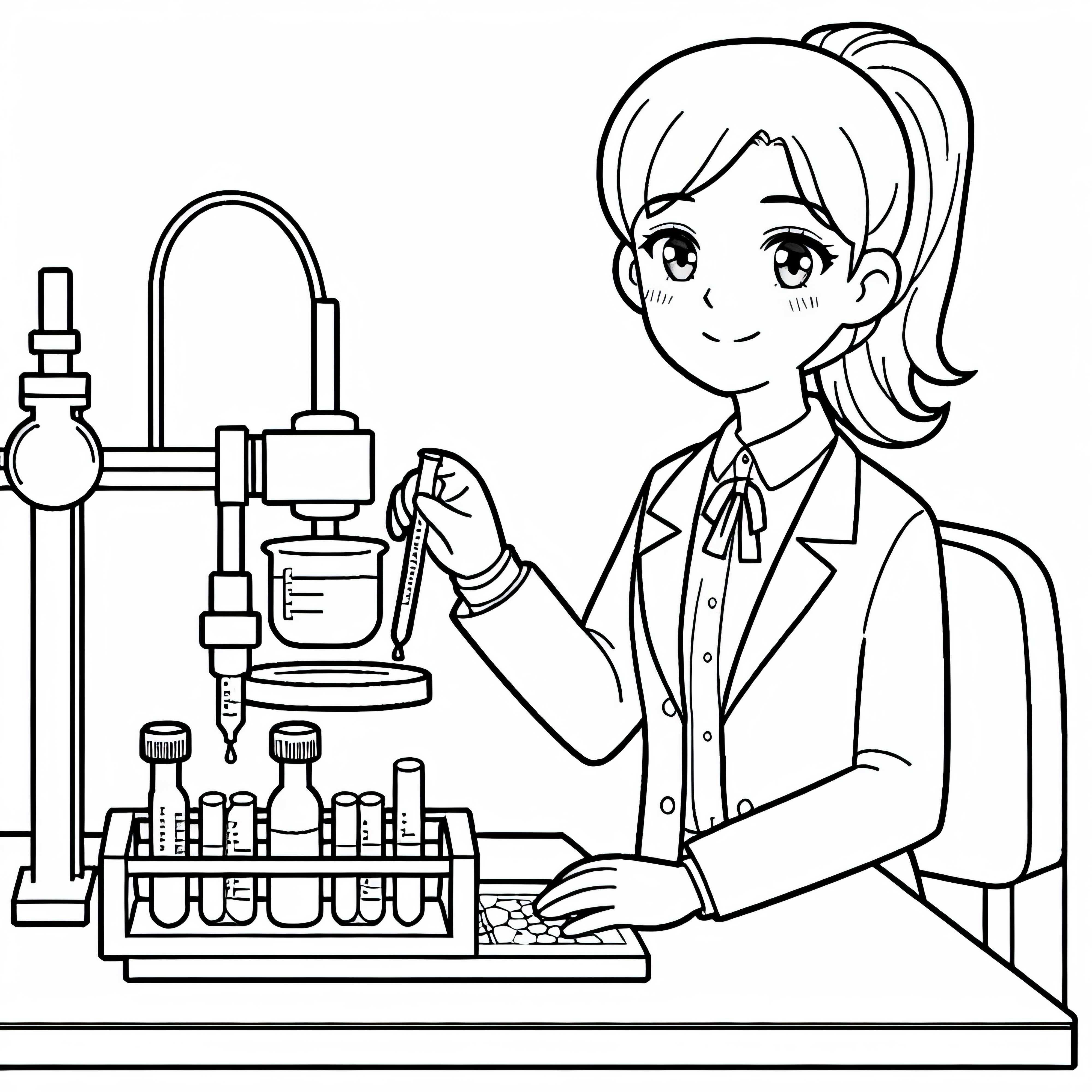 La química prepara muestras para la cromatografía - Dibujo para colorear gratuito