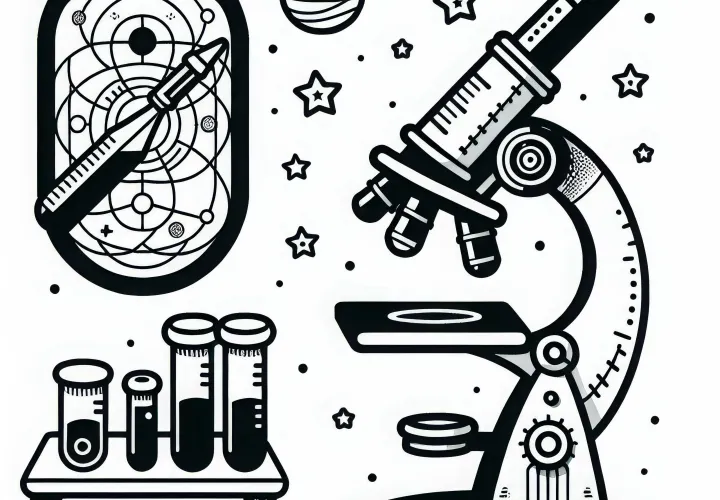 Mikroskop eines Chemikers Ausmalbild Einfach Kostenlos