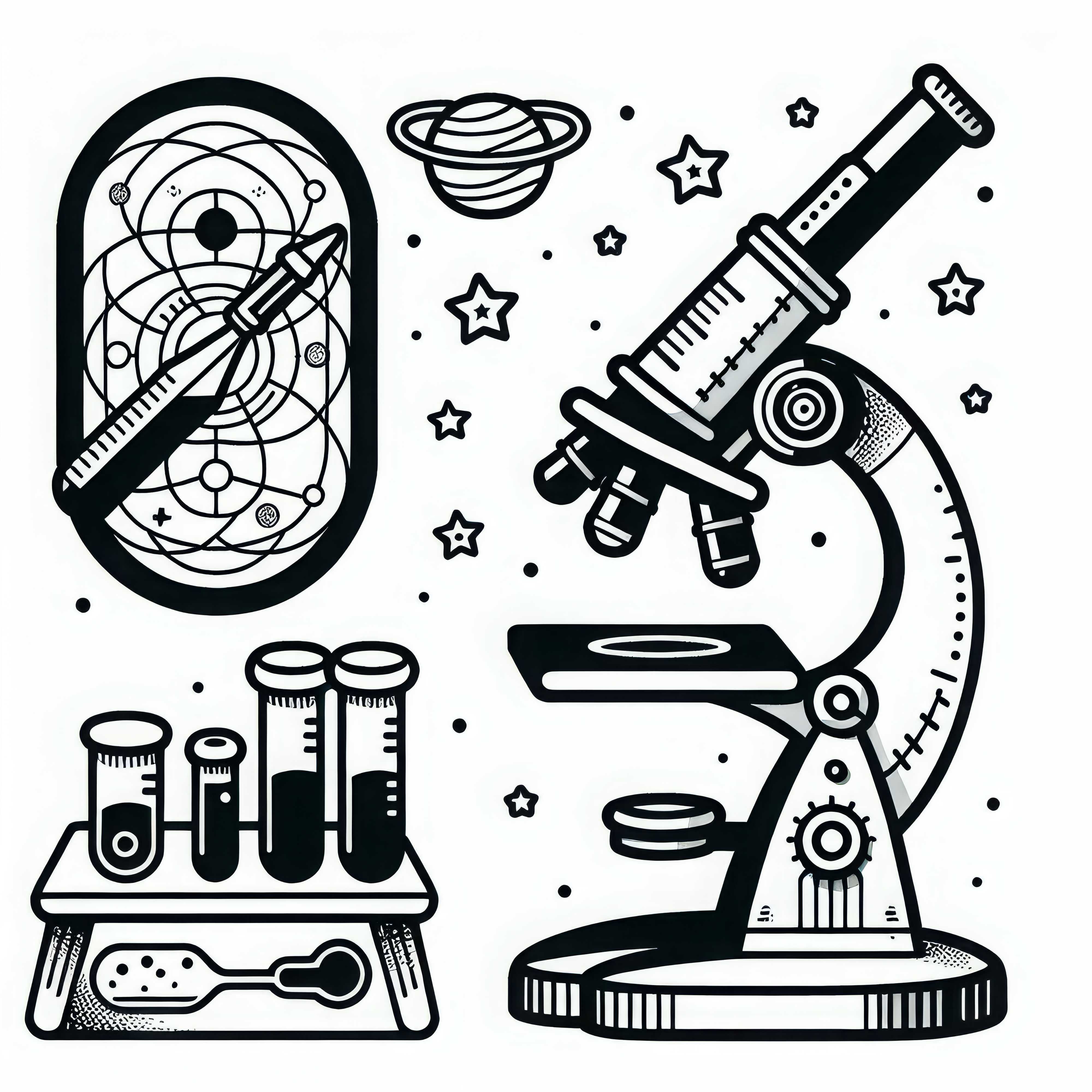 Microscopio de un químico Dibujo para colorear Fácil Gratis