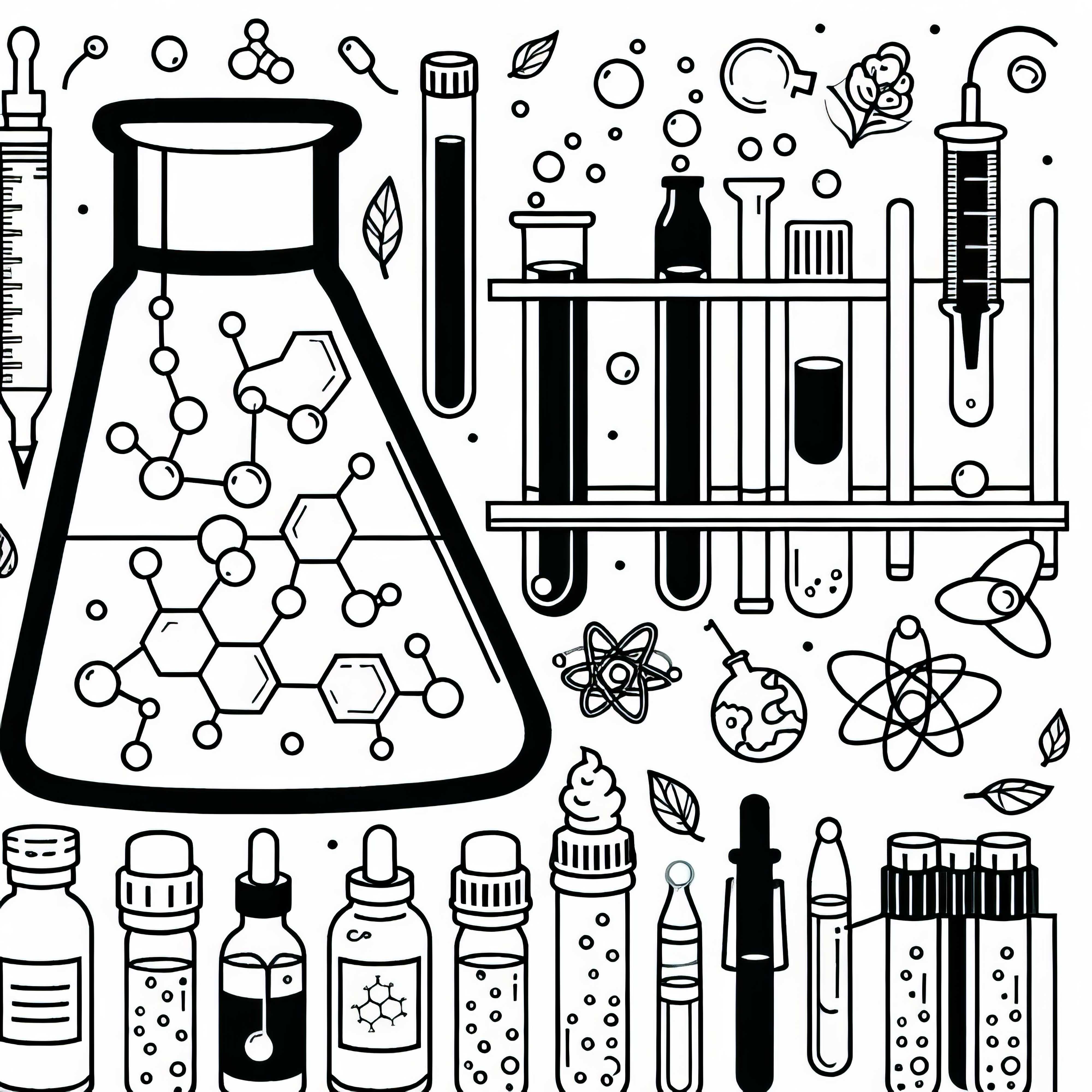 Plantilla de dibujo de botellas de químicos fácil y gratis