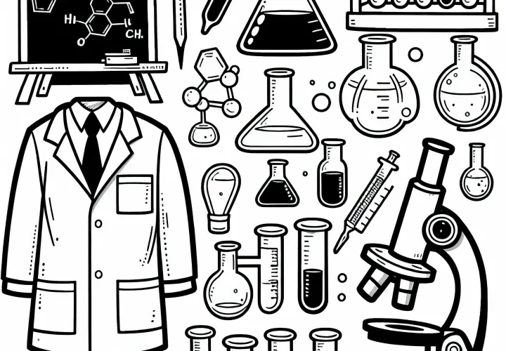 Chemiker im Labor – Ausmalbild Einfach und Kostenlos