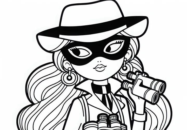 Spionin tarnt sich in Verkleidung – Malvorlage kostenlos