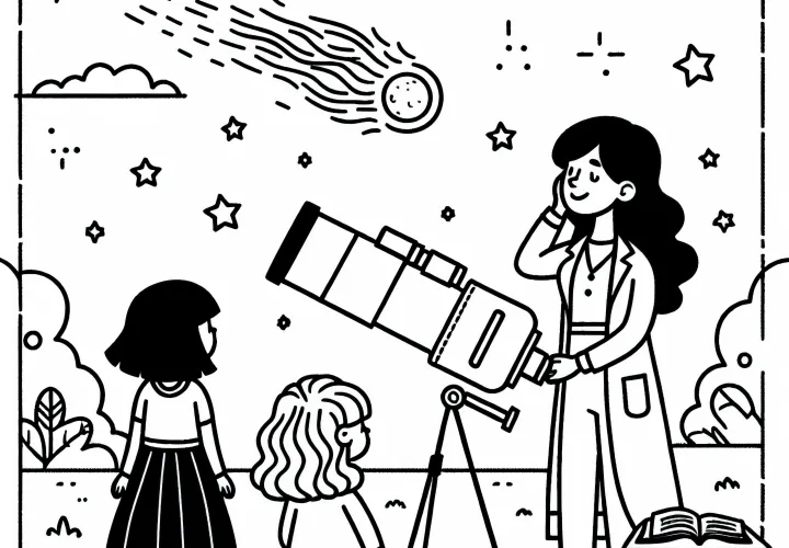 Astronomin entdeckt neuen Kometen - Ausmalbild gratis