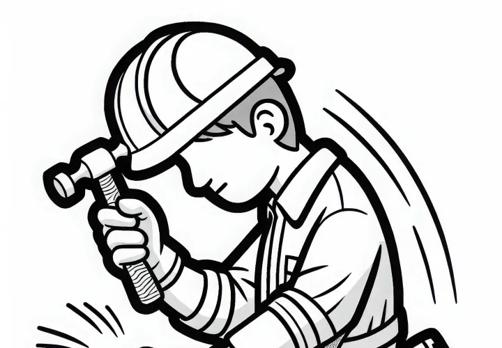 Geologe Klopft Gestein Mit Hammer Ab – Malvorlage Gratis