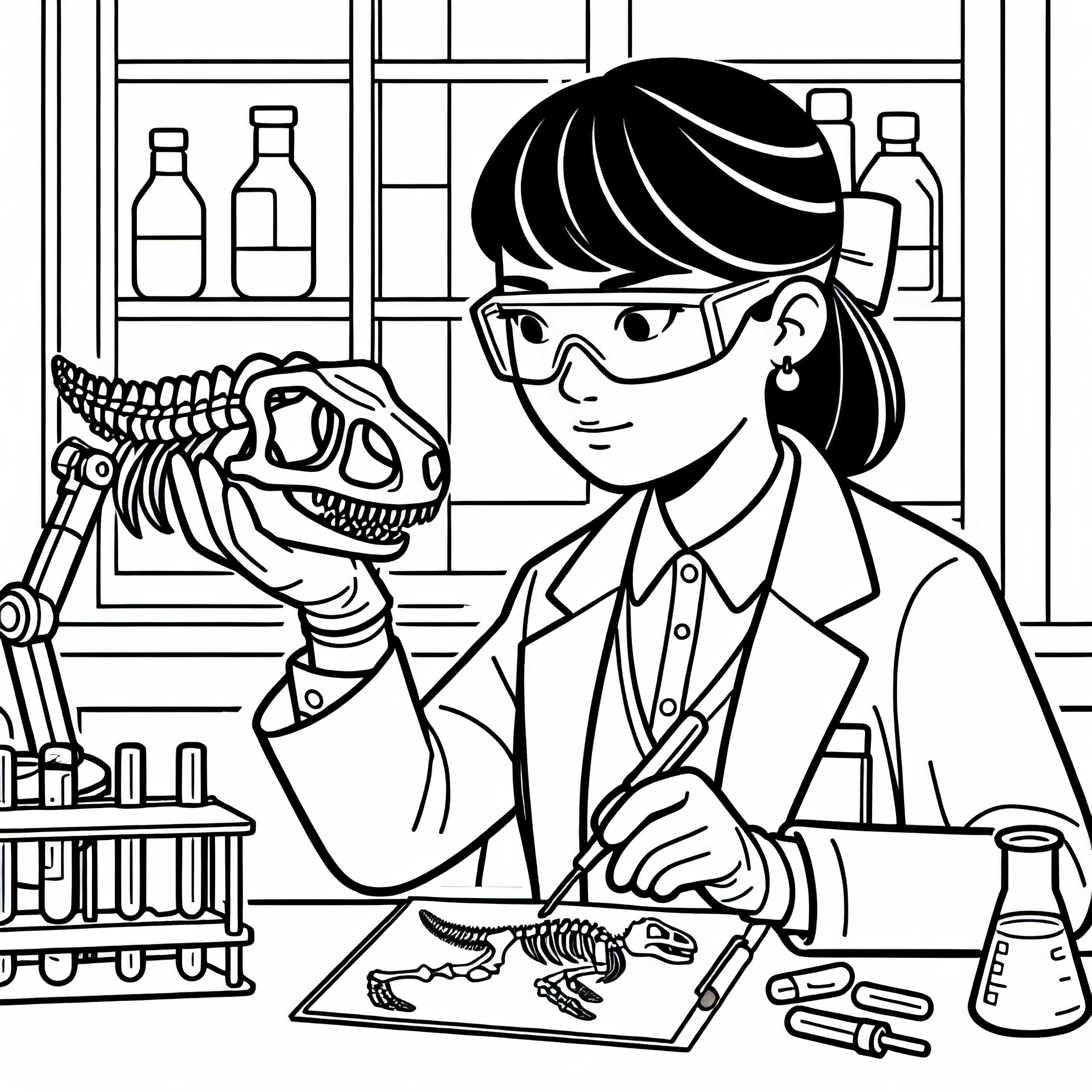 Geologist analyzes fossil in the lab - free coloring page Geologist analyzes fossil in the lab - Free coloring page