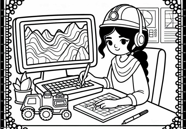 地質学者がコンピュータで地質図を作成 – 無料の塗り絵