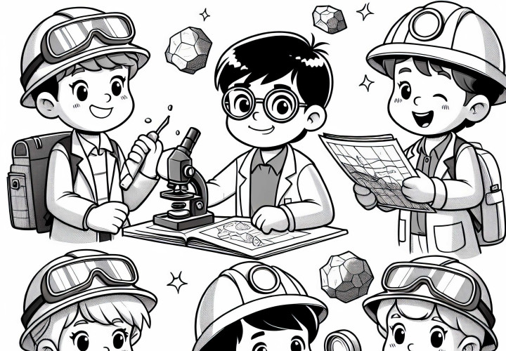 Kinder als Geologen – Ausmalbild gratis Kinder als Geologen – Ausmalbild gratis