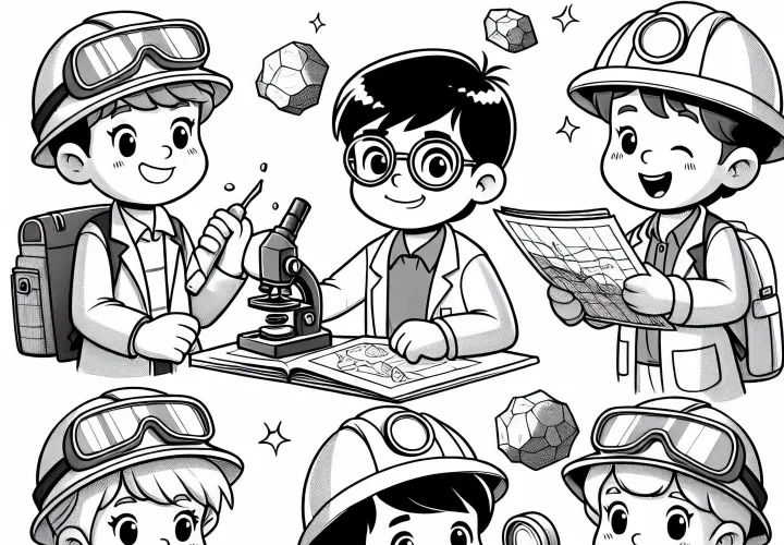 Kinder als Geologen – Ausmalbild gratis