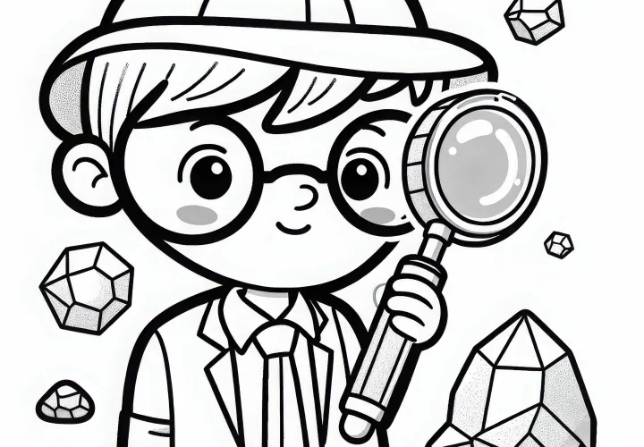 Lupe für einen Geologen Malvorlage zum Ausdrucken und Online-Ausmalen