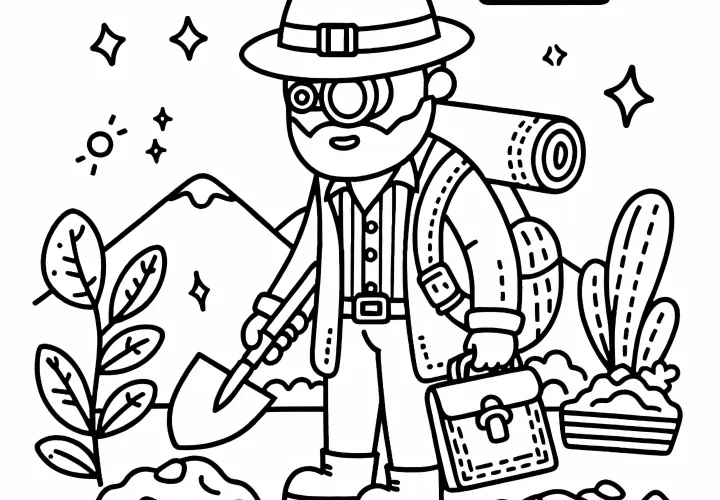 Descarga gratis y colorea en línea una imagen para colorear de buscadores de tesoros
