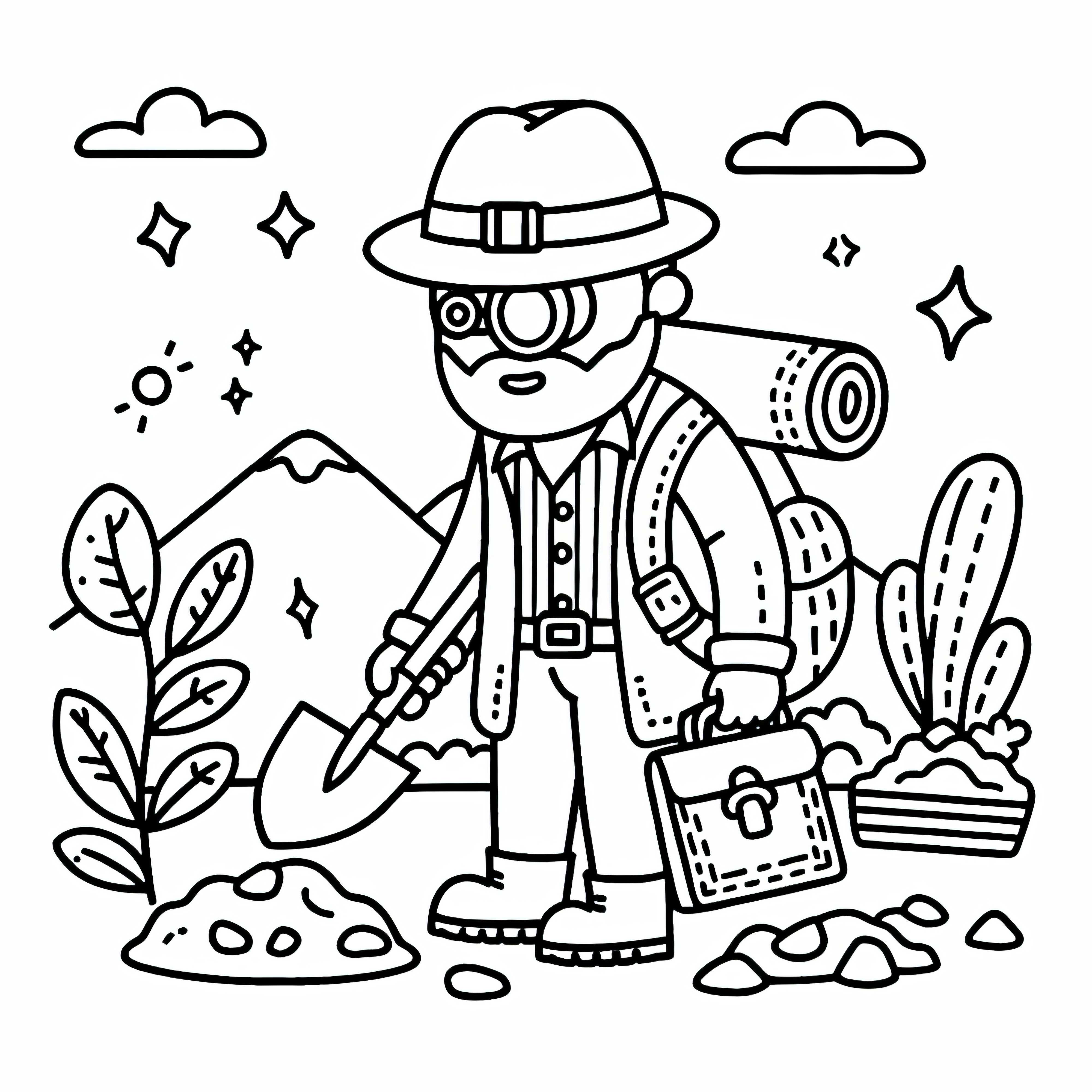 Descargar gratis y colorear en línea una imagen para colorear de buscadores de tesoros