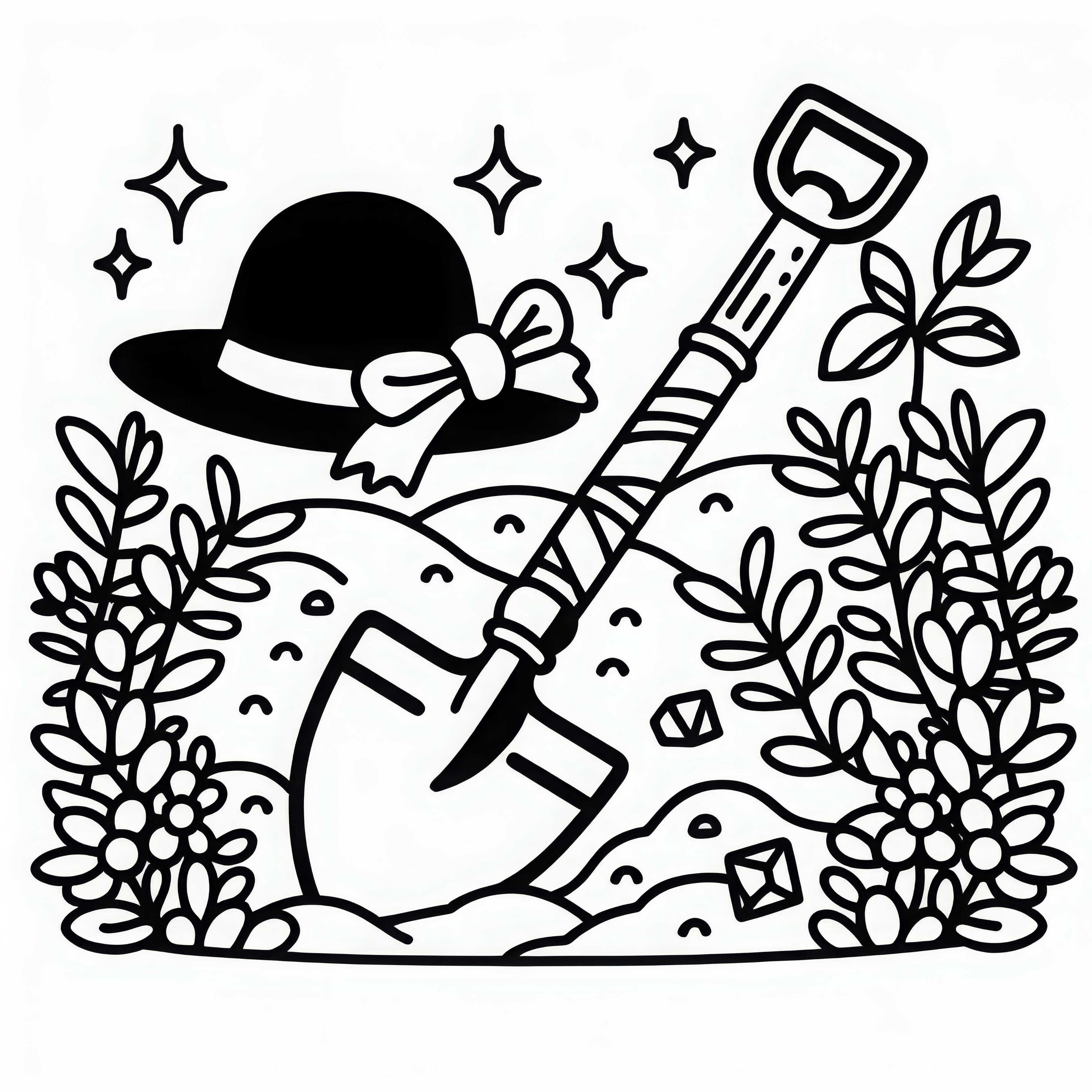 Pala para buscadores de tesoros en una plantilla de dibujo gratis