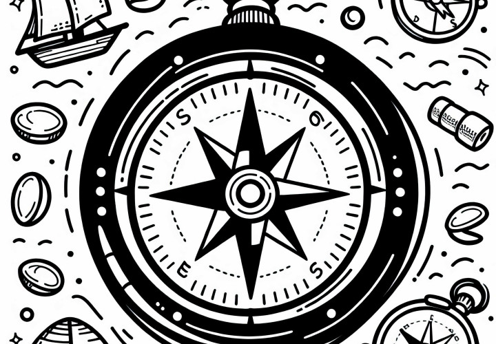 Compás para buscadores de tesoros - Dibujo para colorear gratis Compás para buscadores de tesoros - Dibujo para colorear gratis