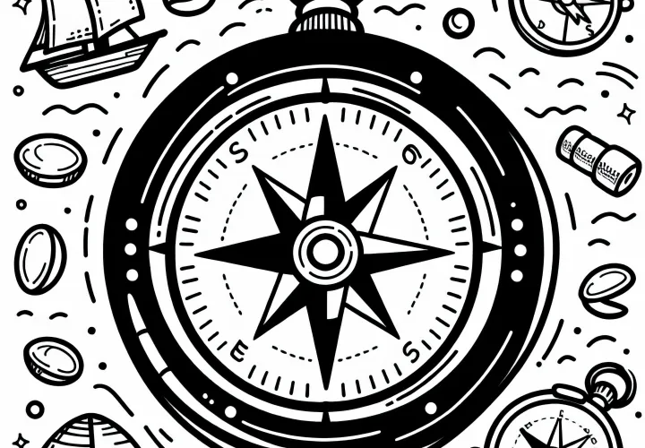 Compás para buscadores de tesoros - Dibujo para colorear gratis