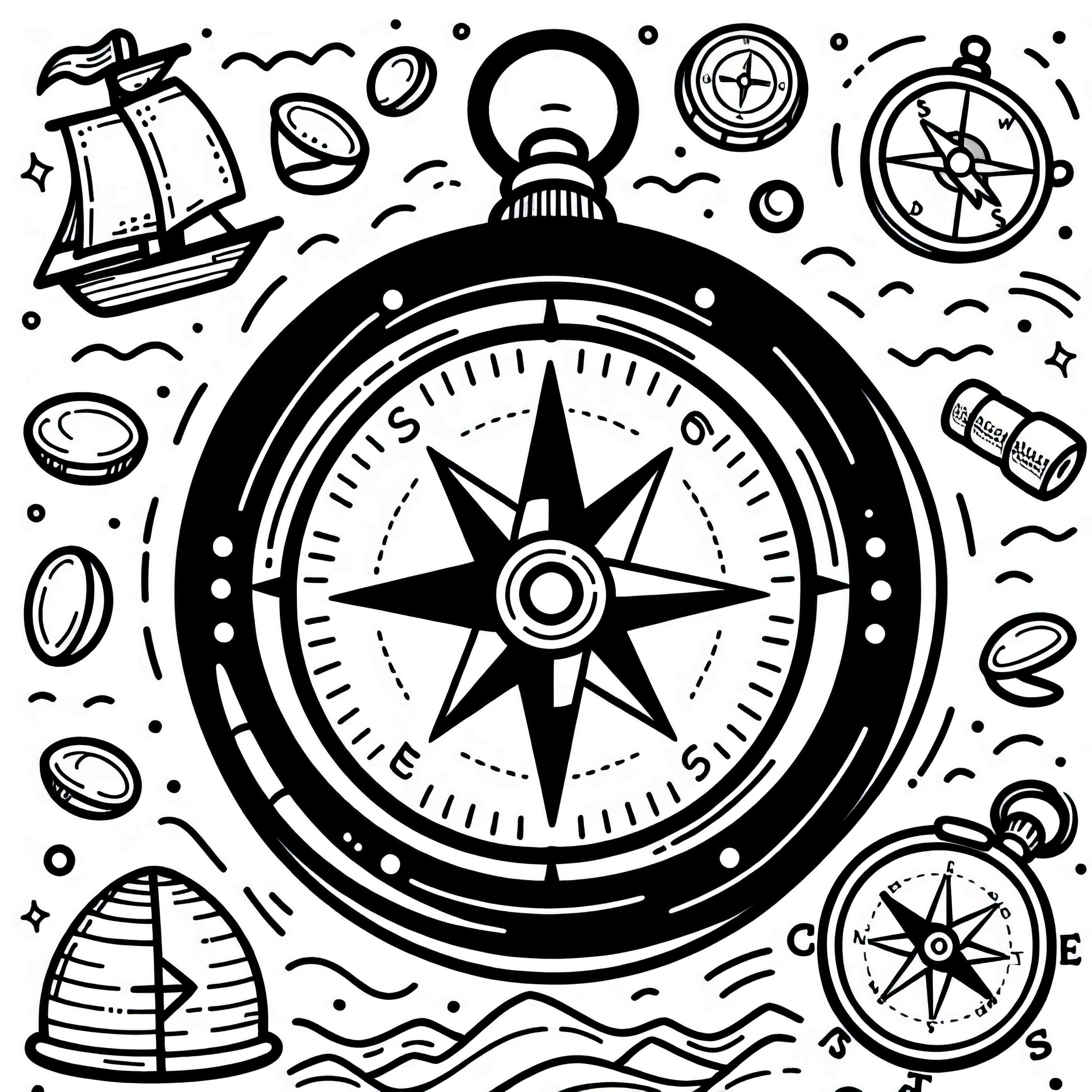 Compás para buscadores de tesoros - Dibujo para colorear gratis