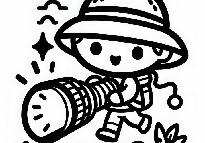 Linterna para buscadores de tesoros - Dibujo para colorear gratuito y sencillo