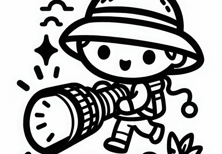 Linterna para buscadores de tesoros - Dibujo para colorear gratuito y sencillo