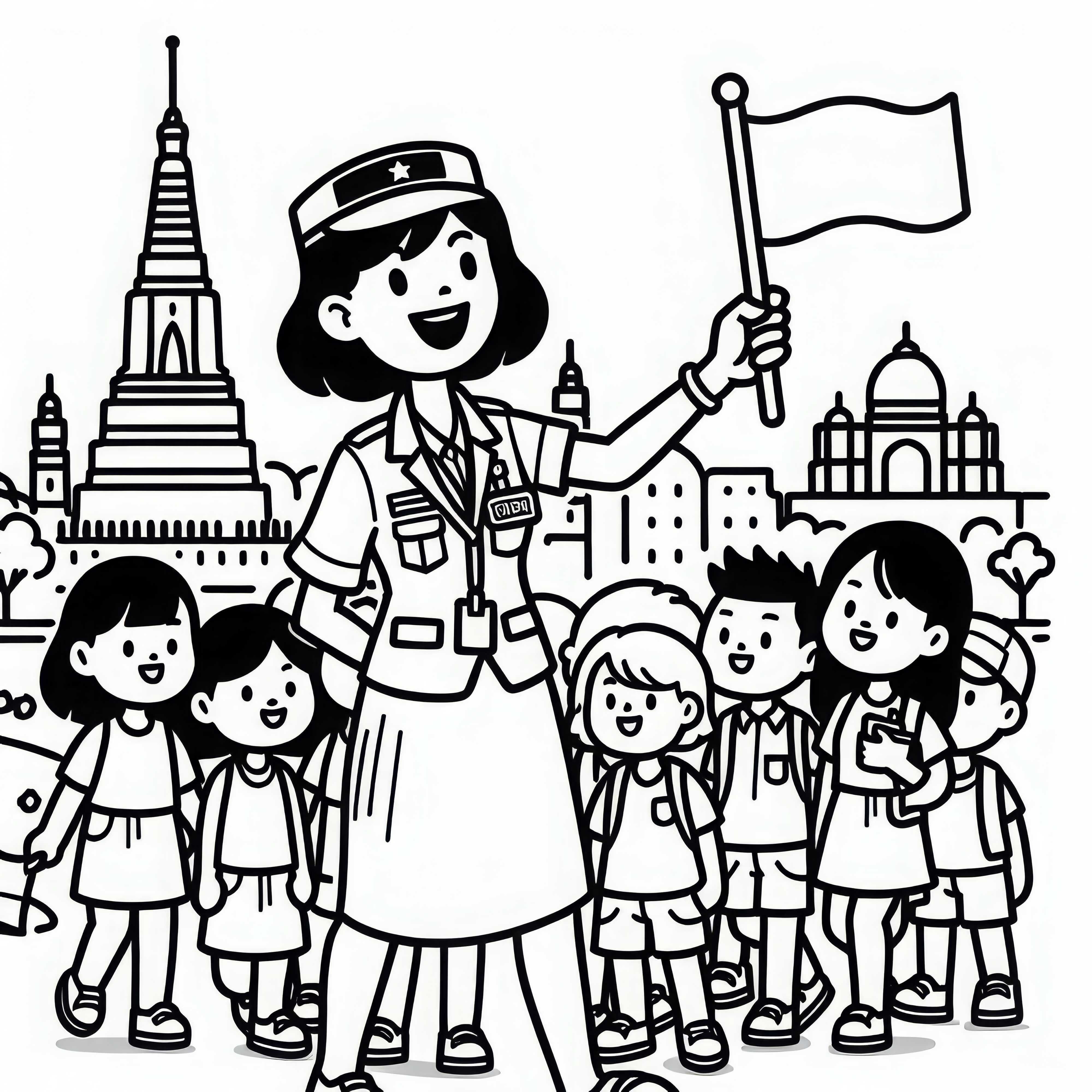 Imagen para colorear de una guía turística - ¡Descárgala gratis!