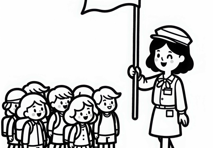 Dibujo para colorear de una guía turística - Descárgalo gratis y colóralo en línea