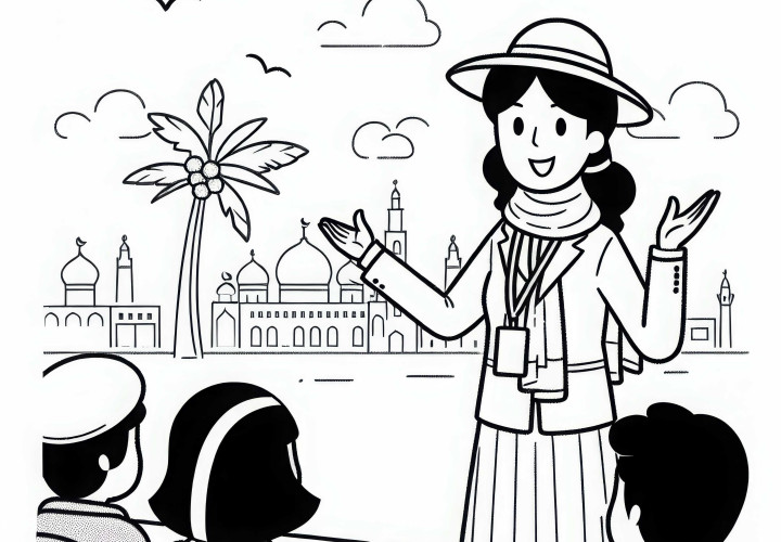 Guía de viaje responde preguntas del grupo - Dibujo para colorear gratis