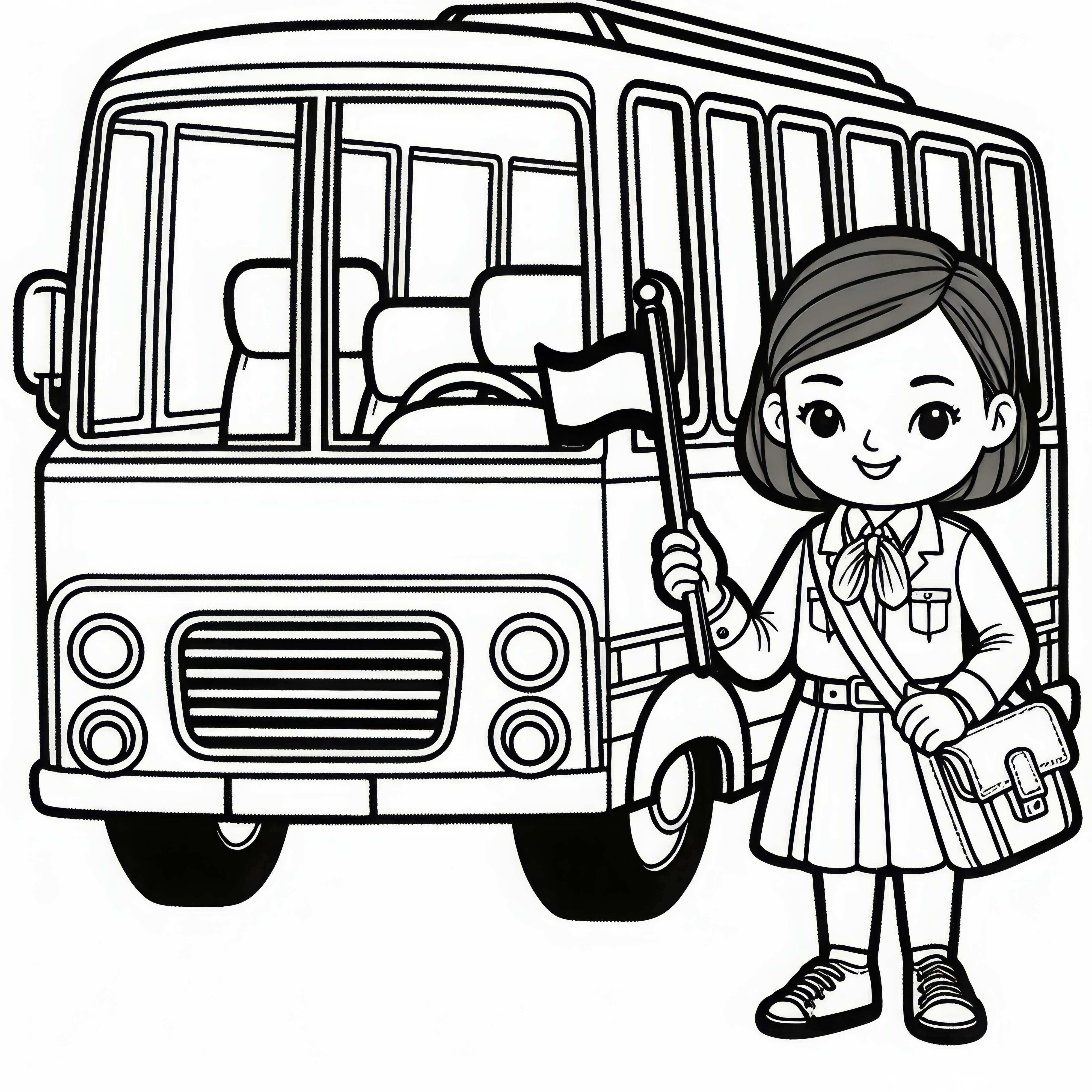 Autobús de viaje con guía turística - Dibujo para colorear simple y gratuito