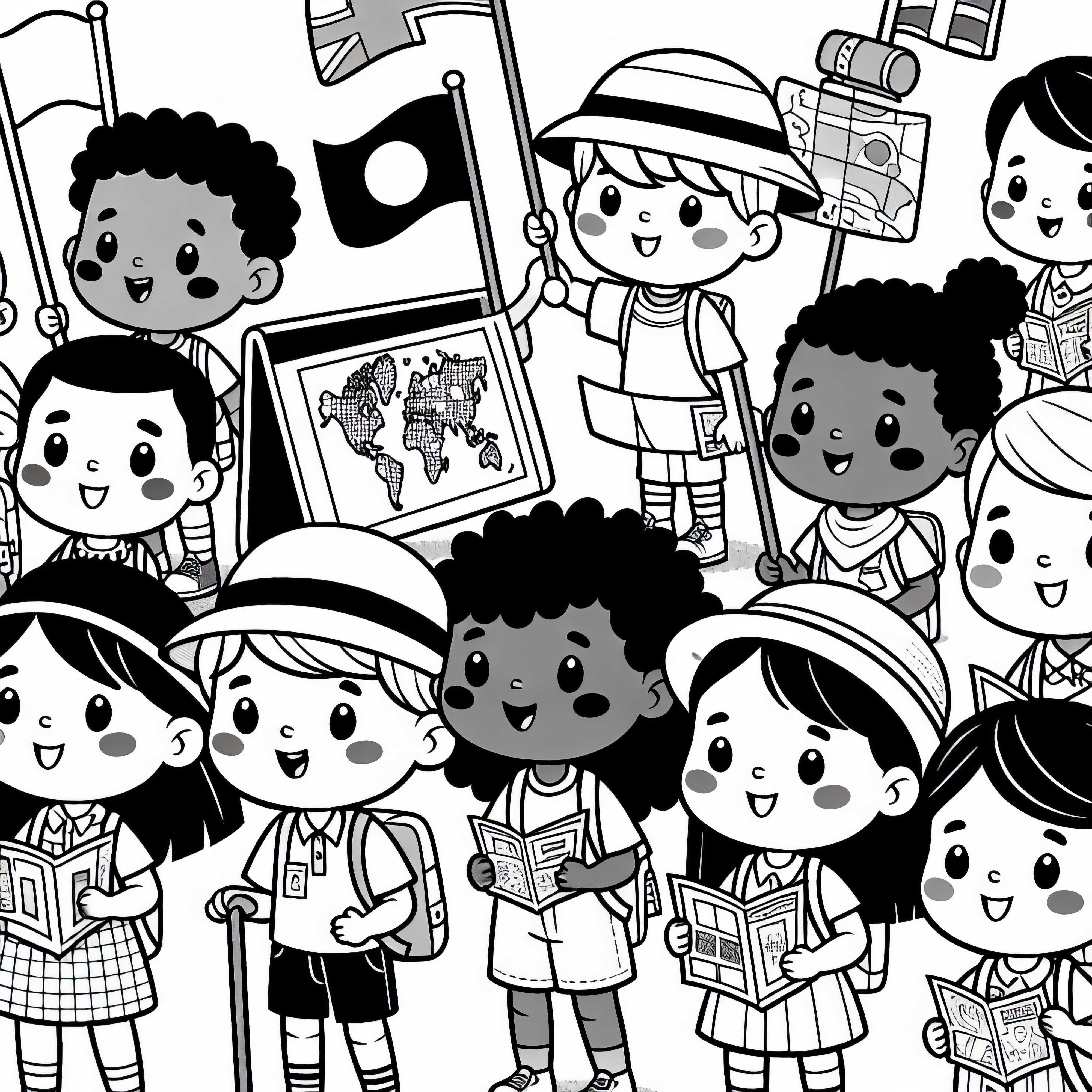 Guía de viaje para colorear niños gratis