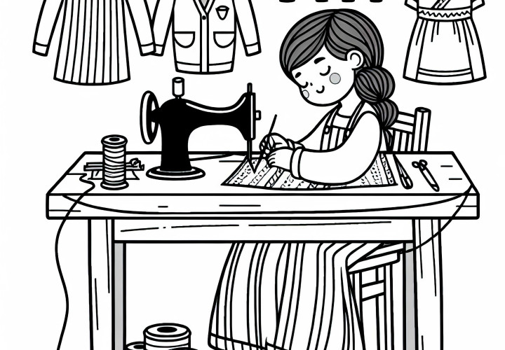 Desenho para Colorir de Costureira Grátis