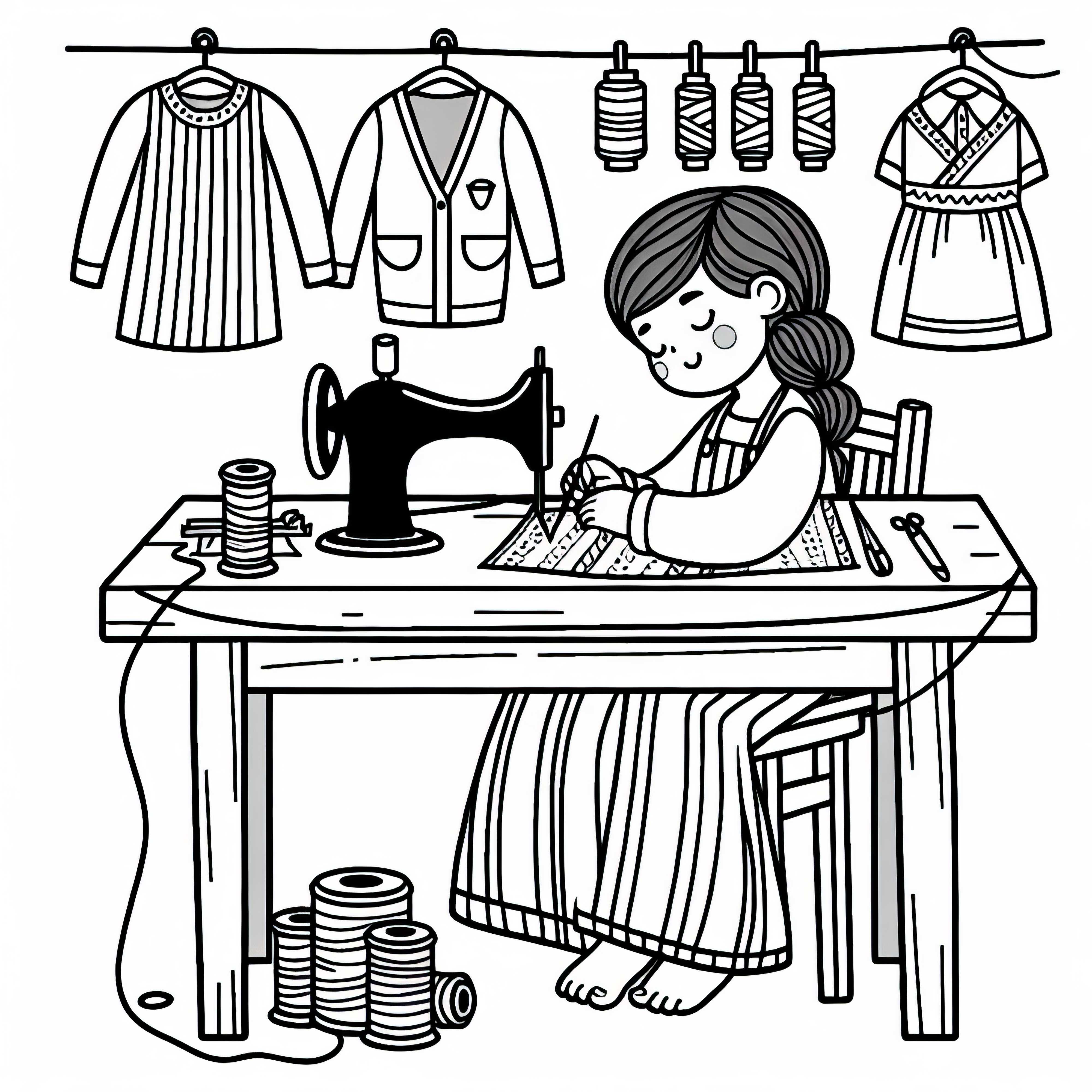Desenho para colorir de costureira grátis