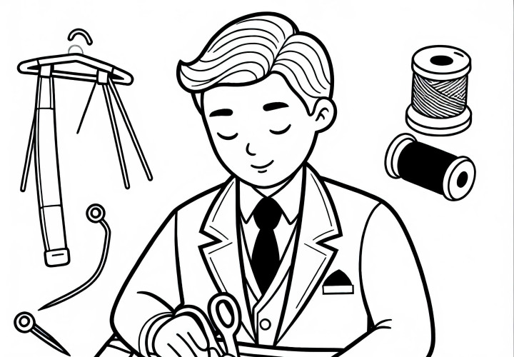 Schneider coloca tecido com agulhas - Desenho para colorir gratuito