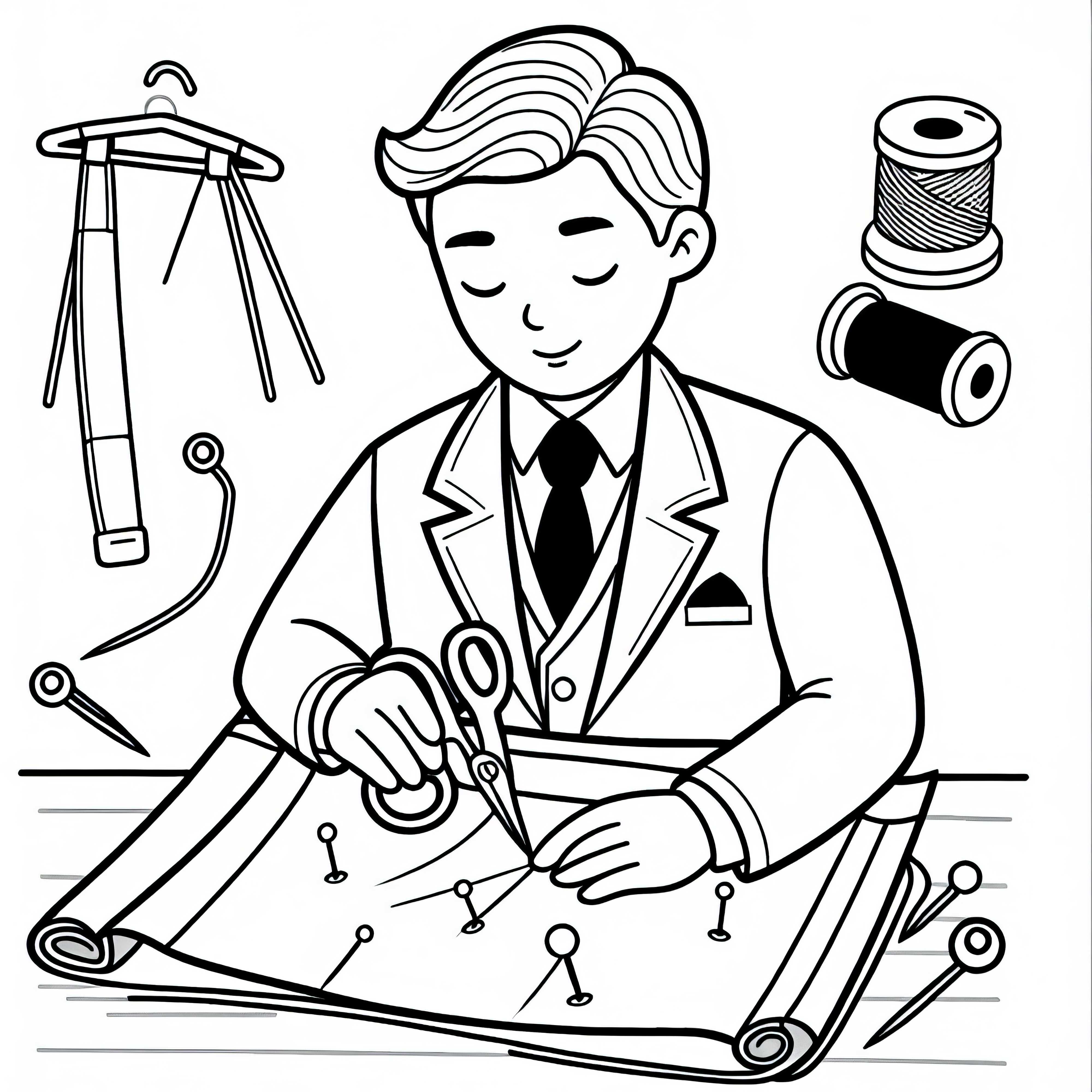 Schneider coloca tecido com alfinetes - Desenho para colorir gratuito