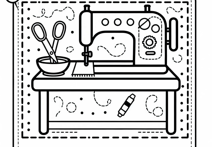 Máquina de costura de um alfaiate – Desenho para colorir grátis