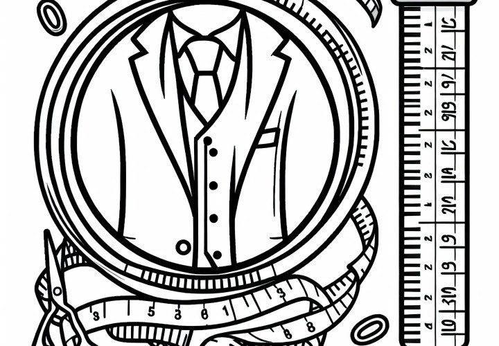 Fita métrica de um alfaiate como imagem para colorir – Simples e grátis