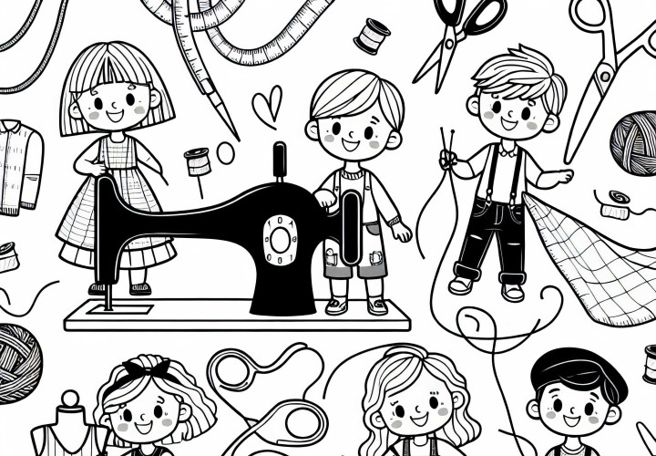 Crianças criam sua própria moda como estilistas – Imagem para colorir gratuita