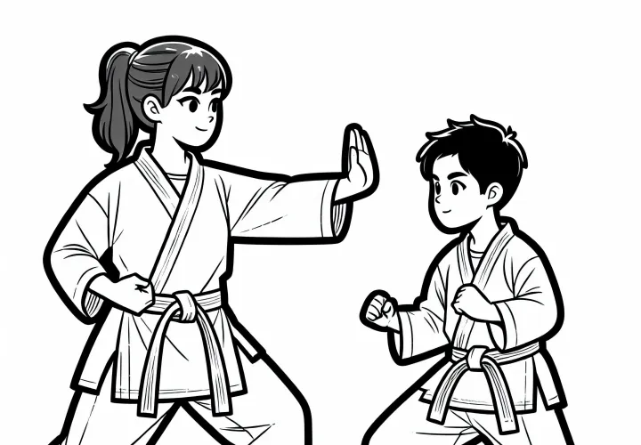 Karatetrainerin Ausmalbild Kostenlos