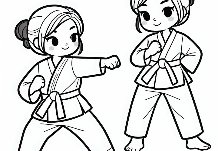 Kostenfreies Ausmalbild einer Karatetrainerin