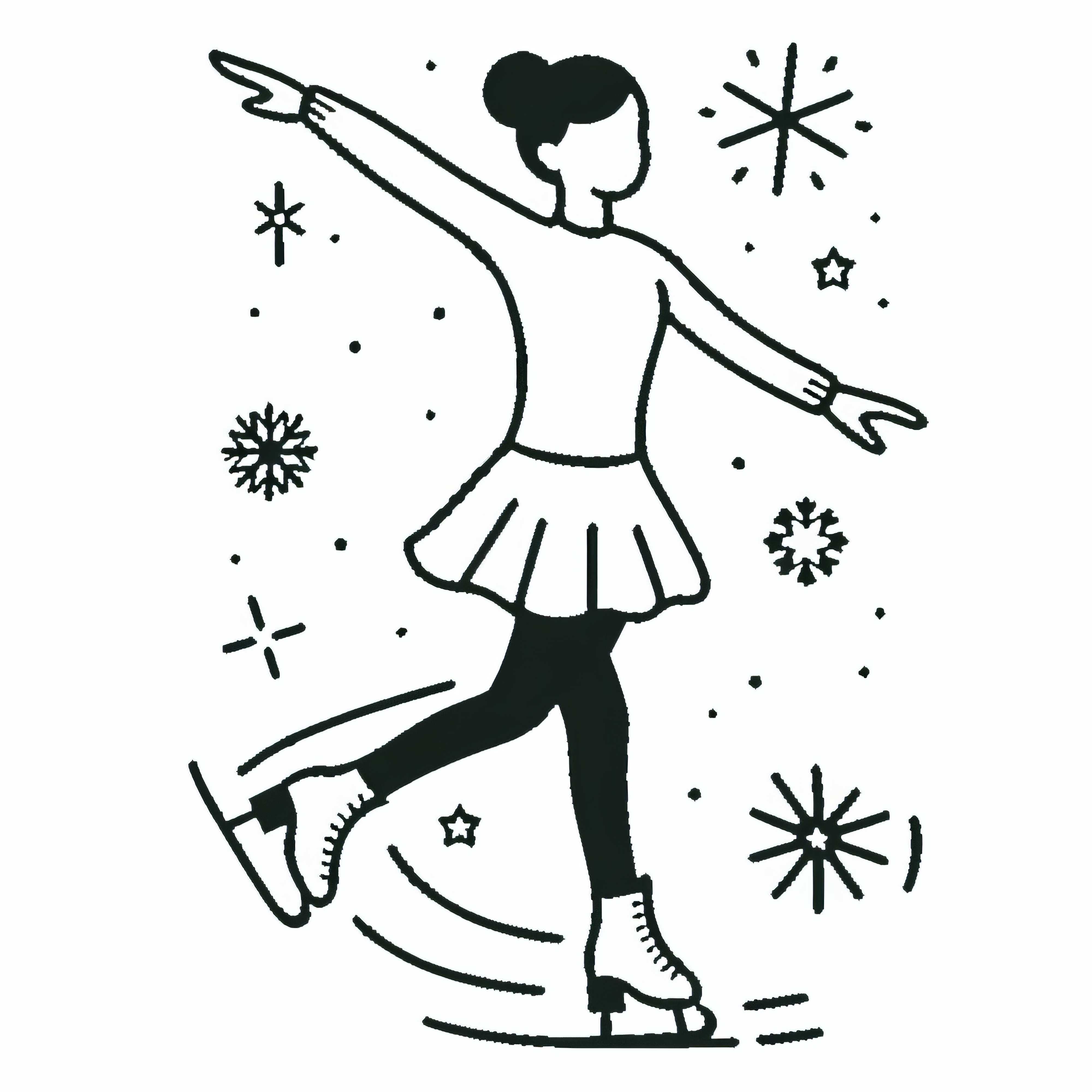 Plantilla para colorear de patinadora artística fácil y gratis