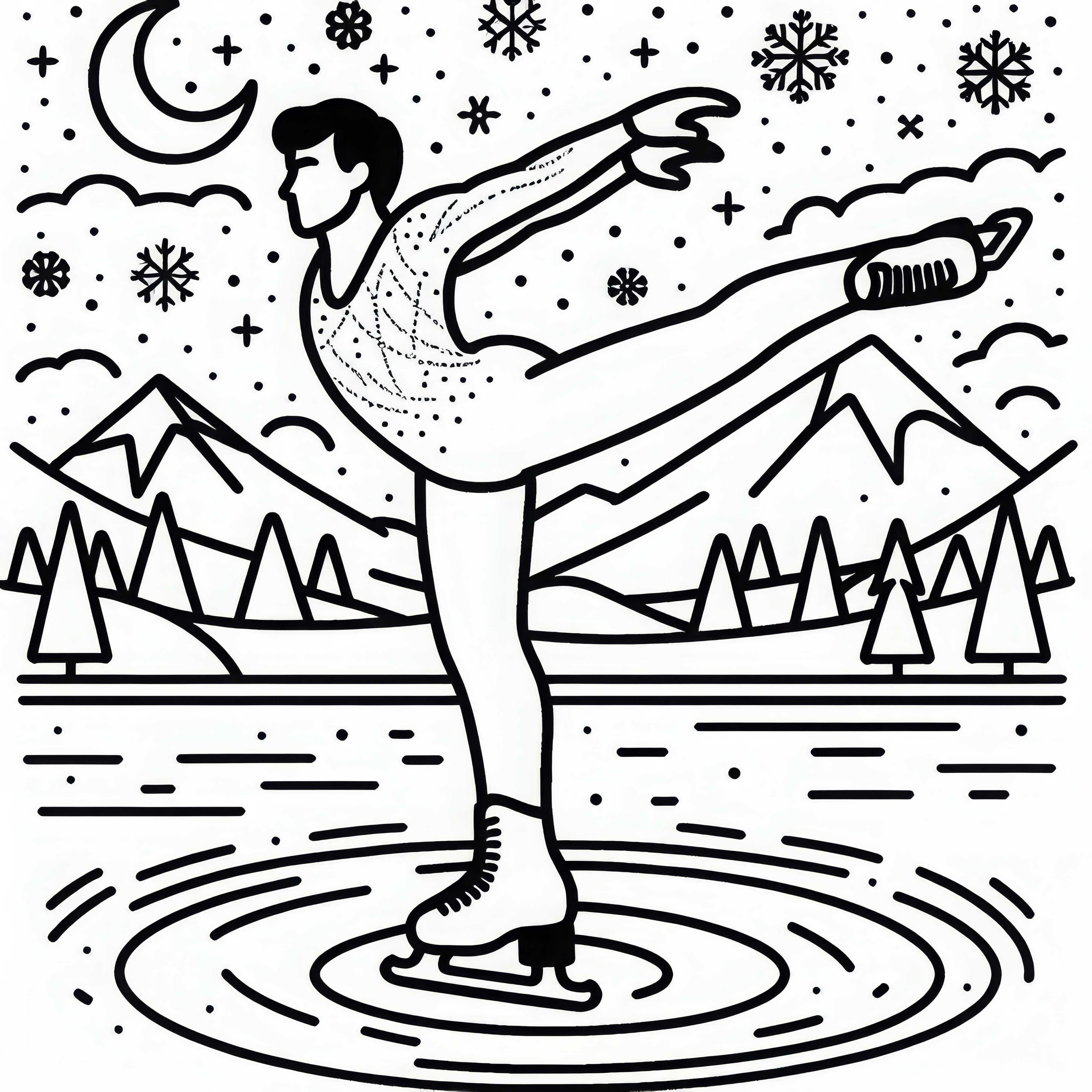 Patinadora artística se prepara para el salto - plantilla de colorear gratuita