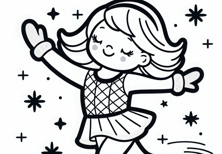 Patinadora artística practica una pirueta sobre el hielo - Plantilla para colorear gratis