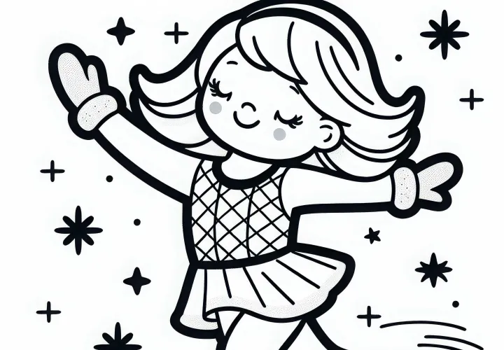 Eiskunstläuferin übt Pirouette auf dem Eis - Malvorlage gratis