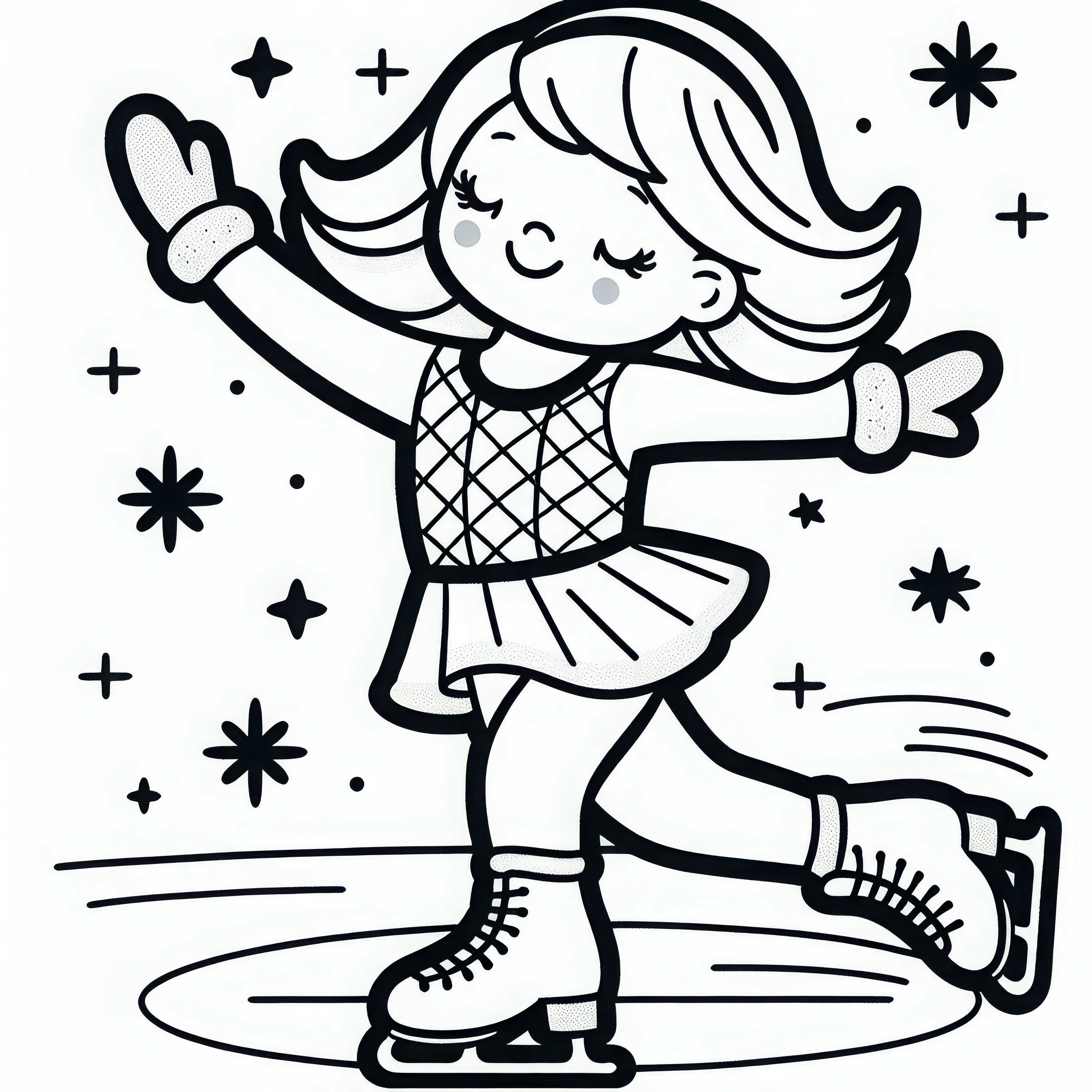 Patinadora artística practica una pirueta sobre el hielo - Plantilla para colorear gratis