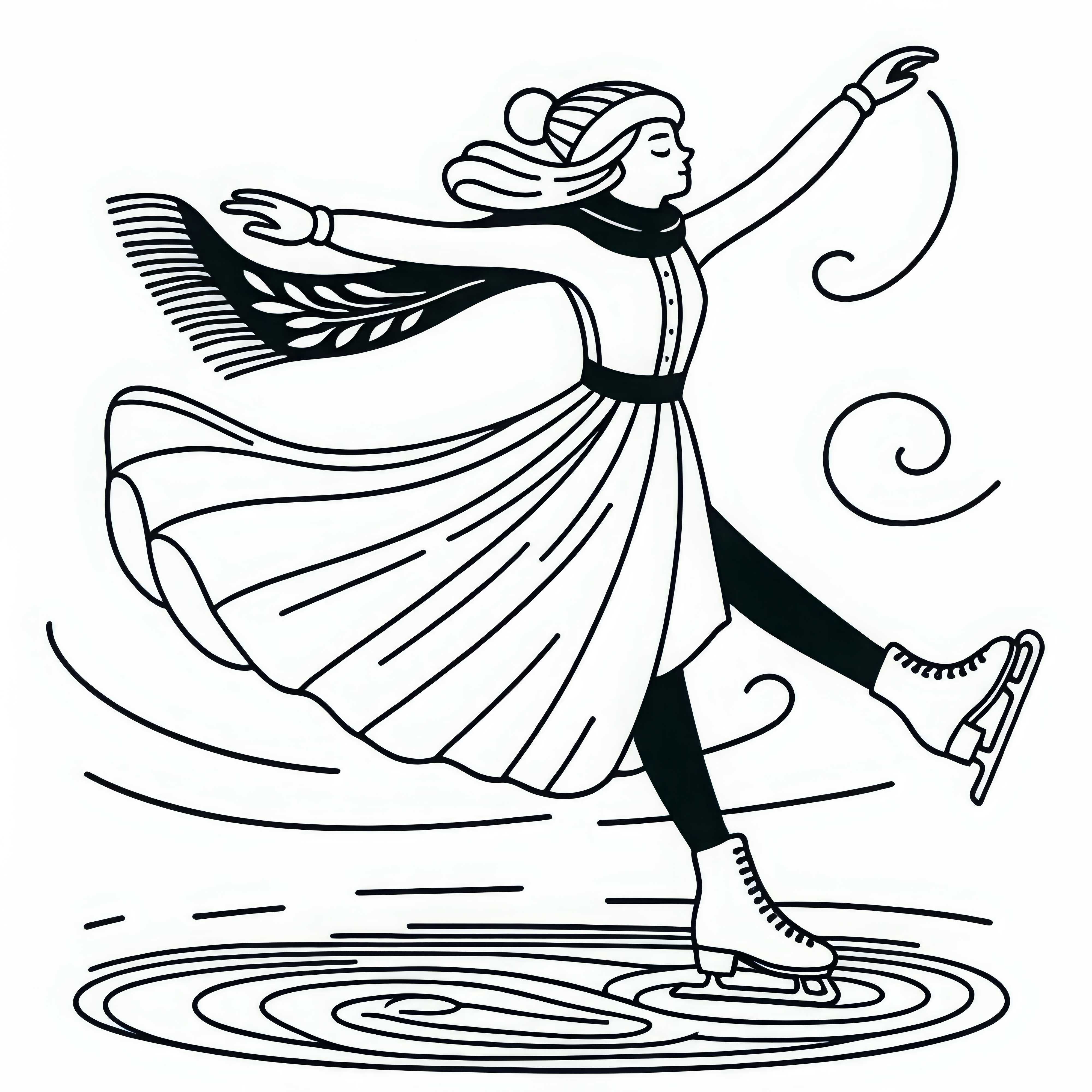 Patinadora artística practica danza sobre el hielo - Imagen para colorear gratis