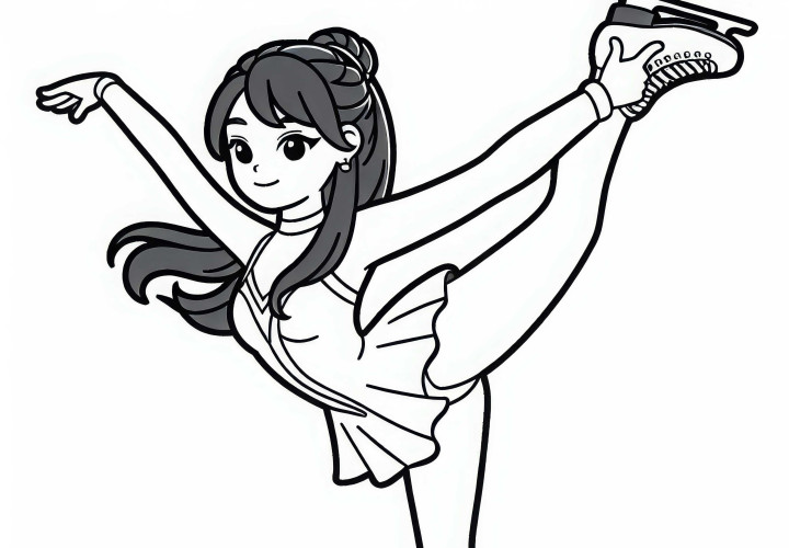 Patinadora artística muestra figura - Dibujo para colorear gratuito