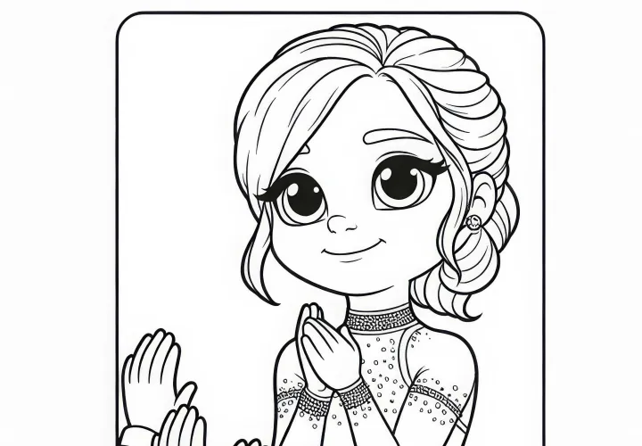 Eiskunstläuferin erhält Applaus nach der Vorstellung – Malvorlage kostenlos