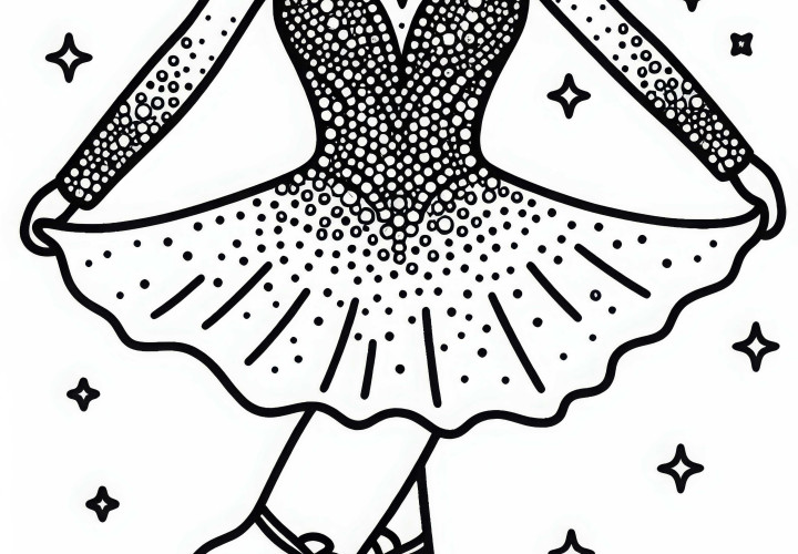 Traje brillante de una patinadora artística - Plantilla para colorear gratis